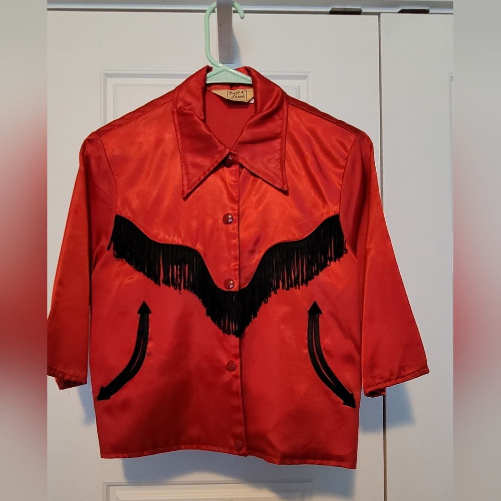 Red Western Fringe Jacket Tony Lama Vintage